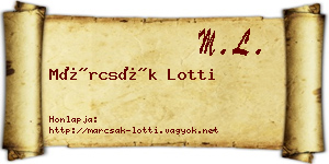 Márcsák Lotti névjegykártya